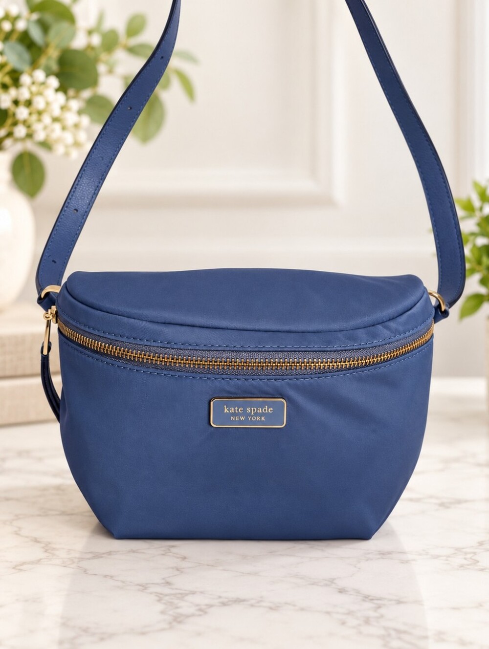 Kate Spade Blue Nylon Belt Bag Crossbody Dorien Like New
